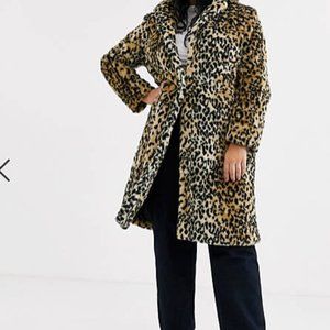Faux leopard coat
